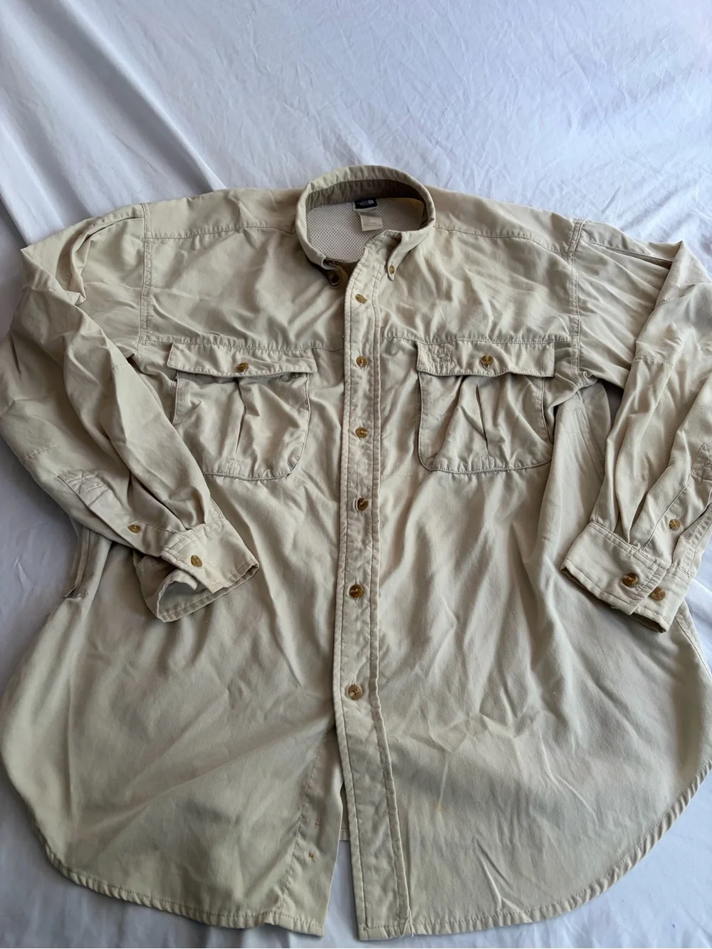 The North Face Men's Light Beige Shirt Jacket Fishing Shirt Size M
